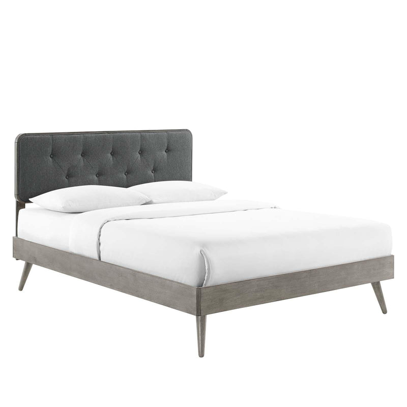 Bridgette King Wood Platform Bed With Splayed Legs