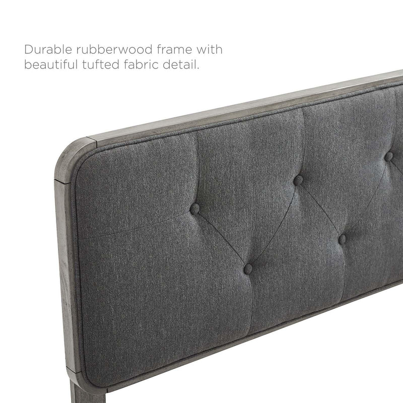 Collins Tufted Queen Fabric and Wood Headboard