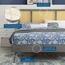 Kelsea Cane and Wood Full Platform Bed With Splayed Legs