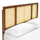 Kelsea Cane and Wood Queen Platform Bed With Angular Legs