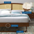 Sierra Cane and Wood Full Platform Bed With Angular Legs