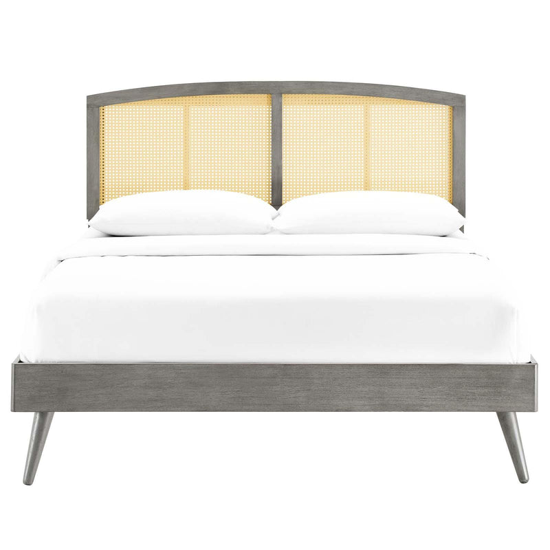 Sierra Cane and Wood King Platform Bed With Splayed Legs