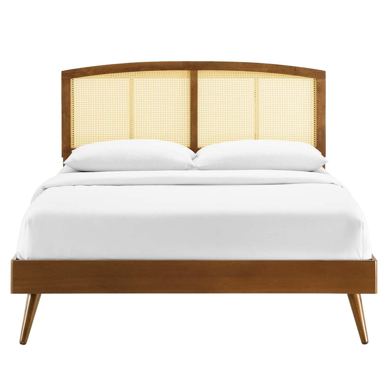 Sierra Cane and Wood Queen Platform Bed With Splayed Legs