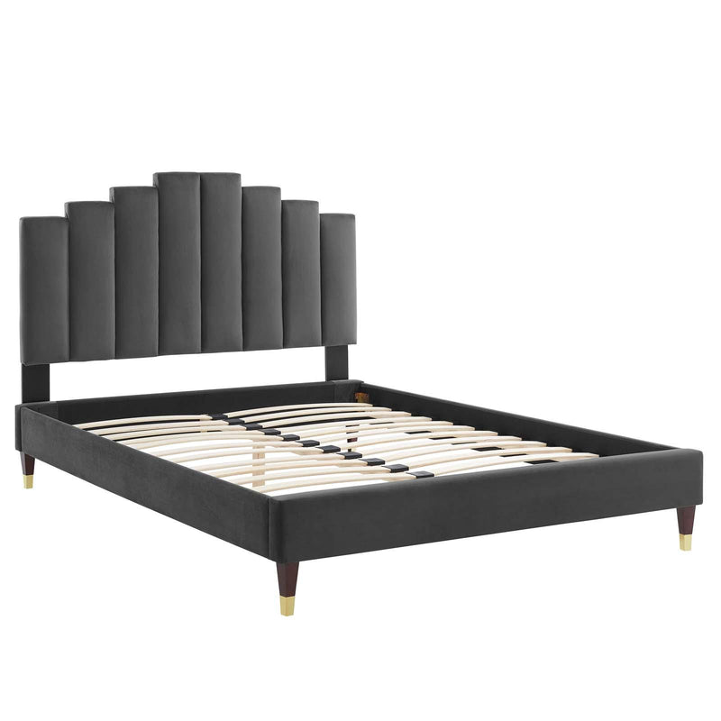 Elise King Performance Velvet Platform Bed