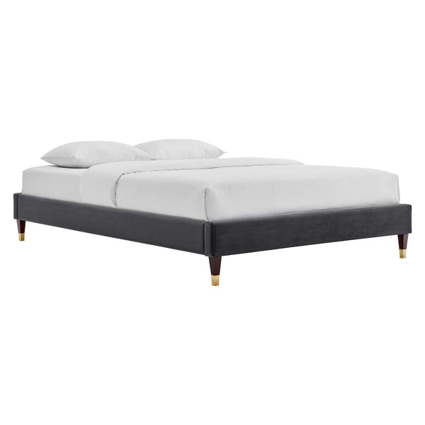 Harlow Twin Performance Velvet Platform Bed Frame image