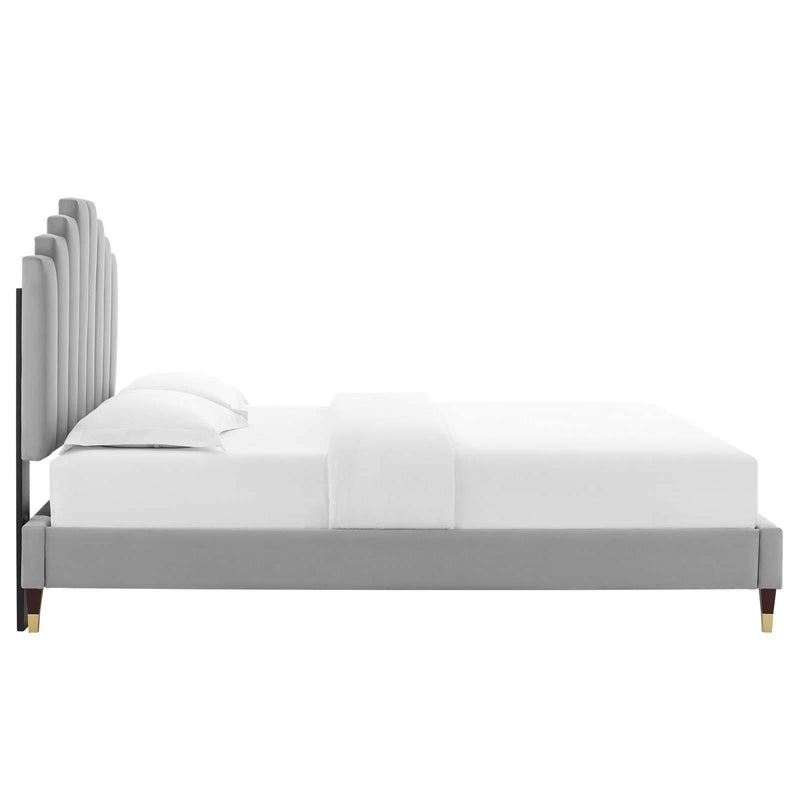 Elise Queen Performance Velvet Platform Bed