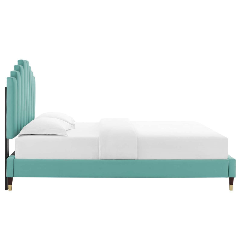 Elise Twin Performance Velvet Platform Bed