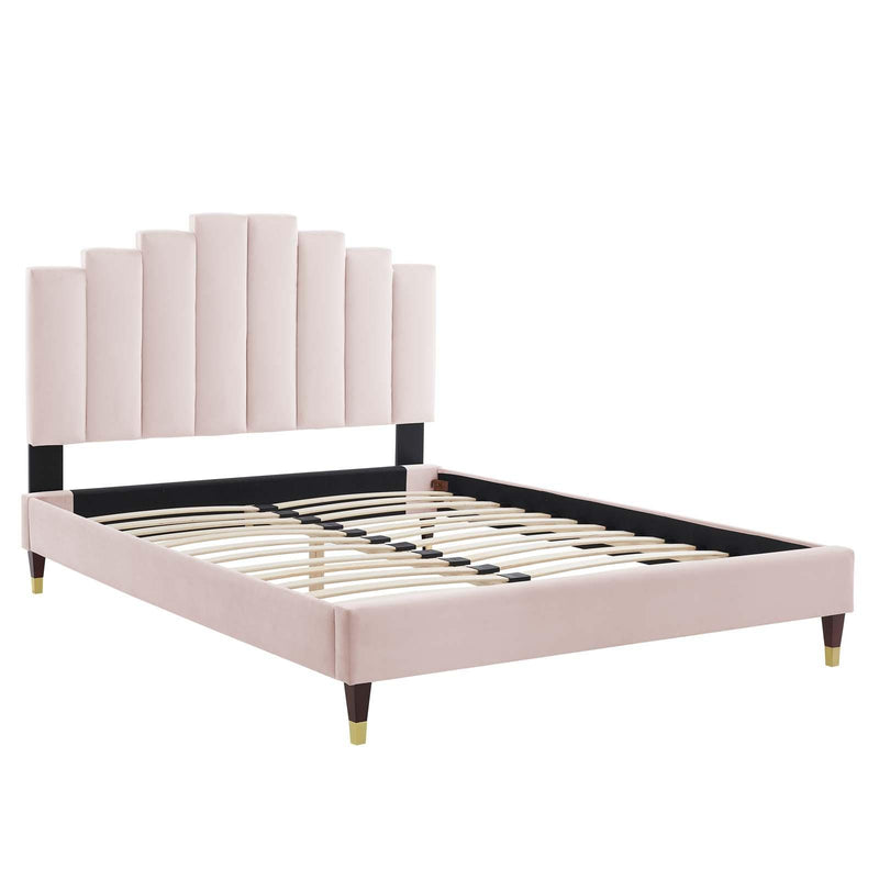 Elise King Performance Velvet Platform Bed