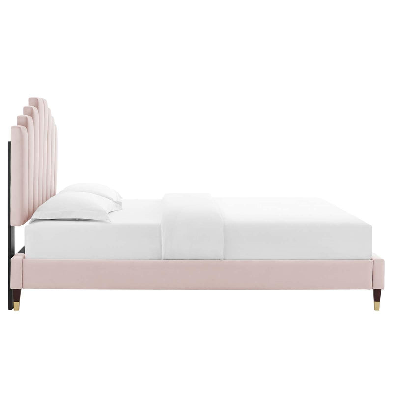 Elise Twin Performance Velvet Platform Bed