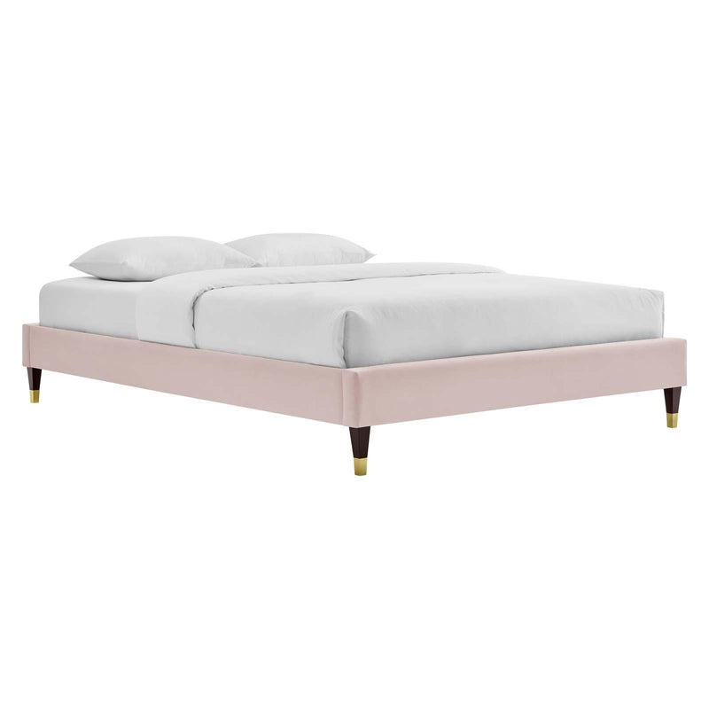 Harlow Queen Performance Velvet Platform Bed Frame