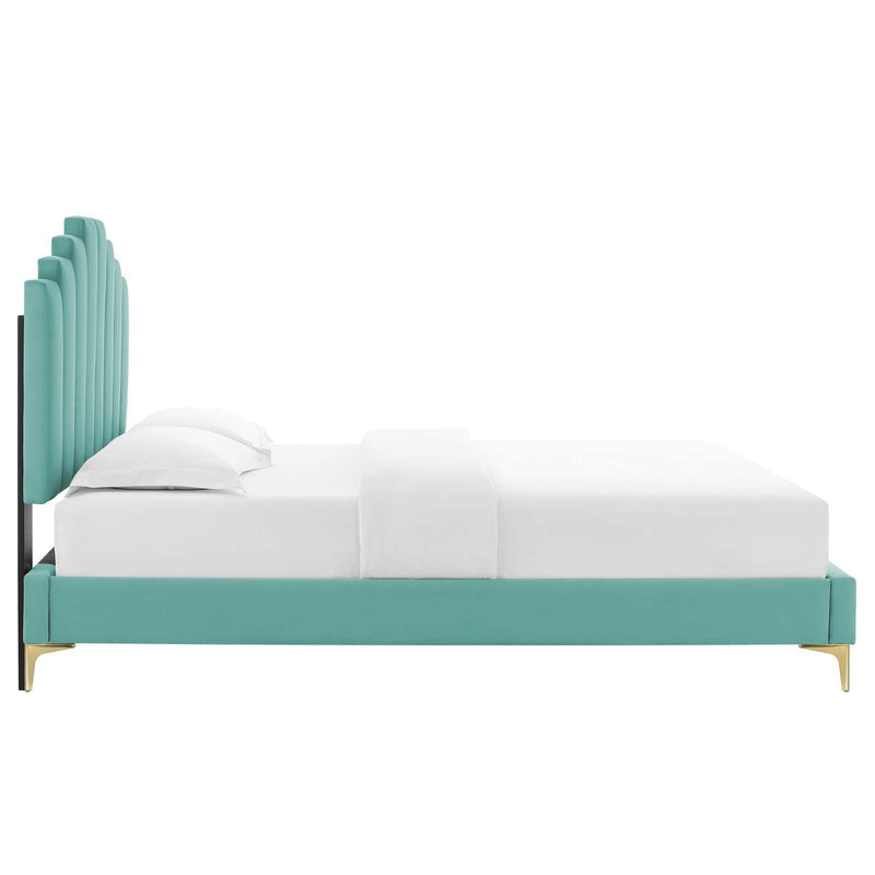 Elise King Performance Velvet Platform Bed