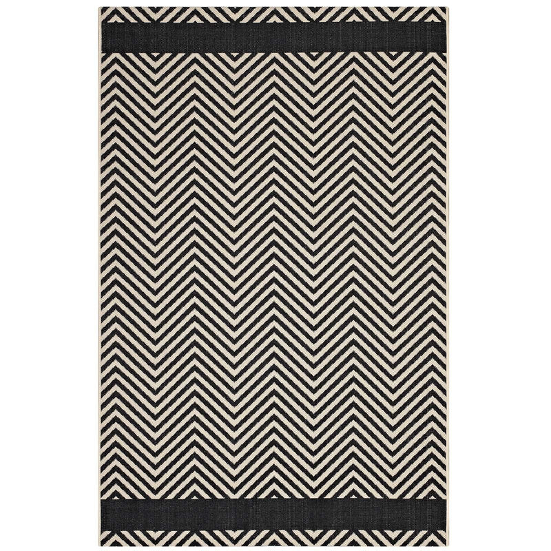 Optica Chevron With End Borders 8x10 Indoor and Outdoor Area Rug