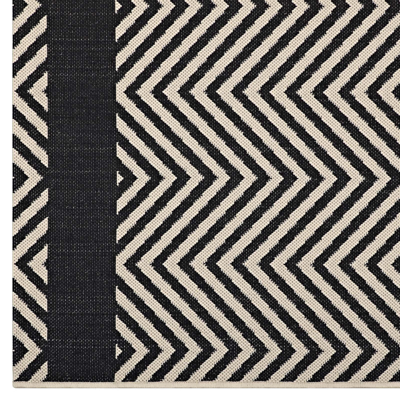 Optica Chevron With End Borders 8x10 Indoor and Outdoor Area Rug