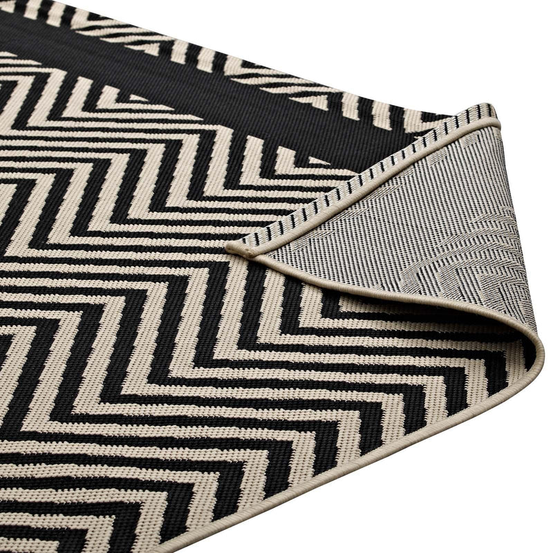 Optica Chevron With End Borders 8x10 Indoor and Outdoor Area Rug