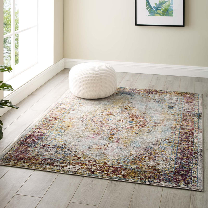 Success Merritt Transitional Distressed Floral Persian Medallion 4x6 Area Rug