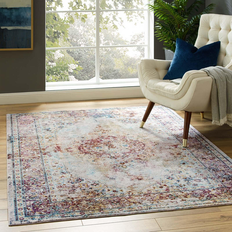 Success Merritt Transitional Distressed Floral Persian Medallion 8x10 Area Rug