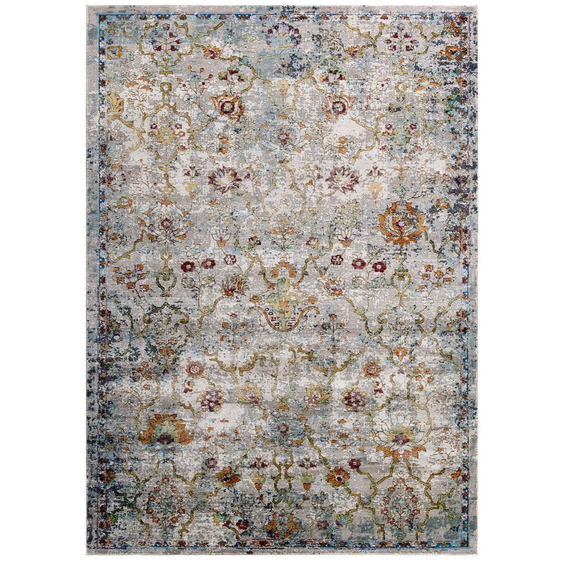 Success Manuka Distressed Vintage Floral Lattice 8x10 Area Rug image