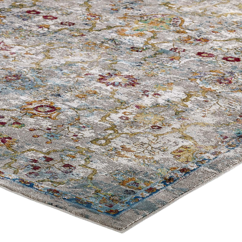 Success Manuka Distressed Vintage Floral Lattice 8x10 Area Rug