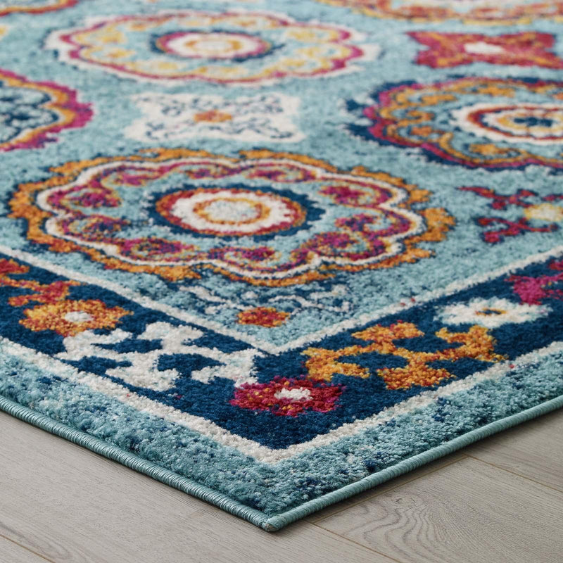 Entourage Odile Distressed Floral Moroccan Trellis 8x10 Area Rug