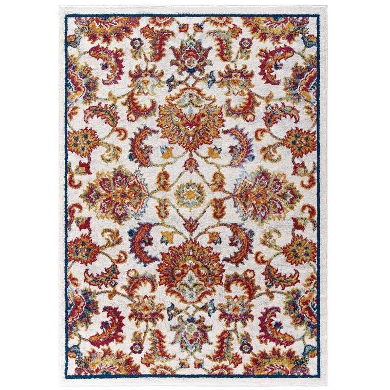 Entourage Azami Distressed Vintage Floral Lattice 5x8 Area Rug image