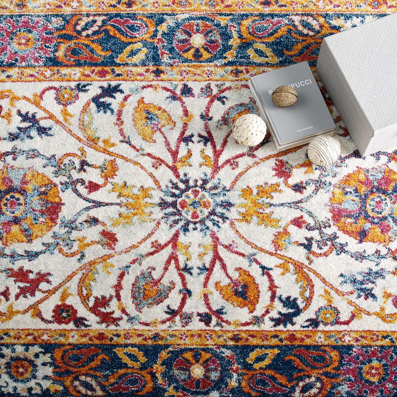 Entourage Samira Distressed Vintage Floral Persian Medallion 5x8 Area Rug