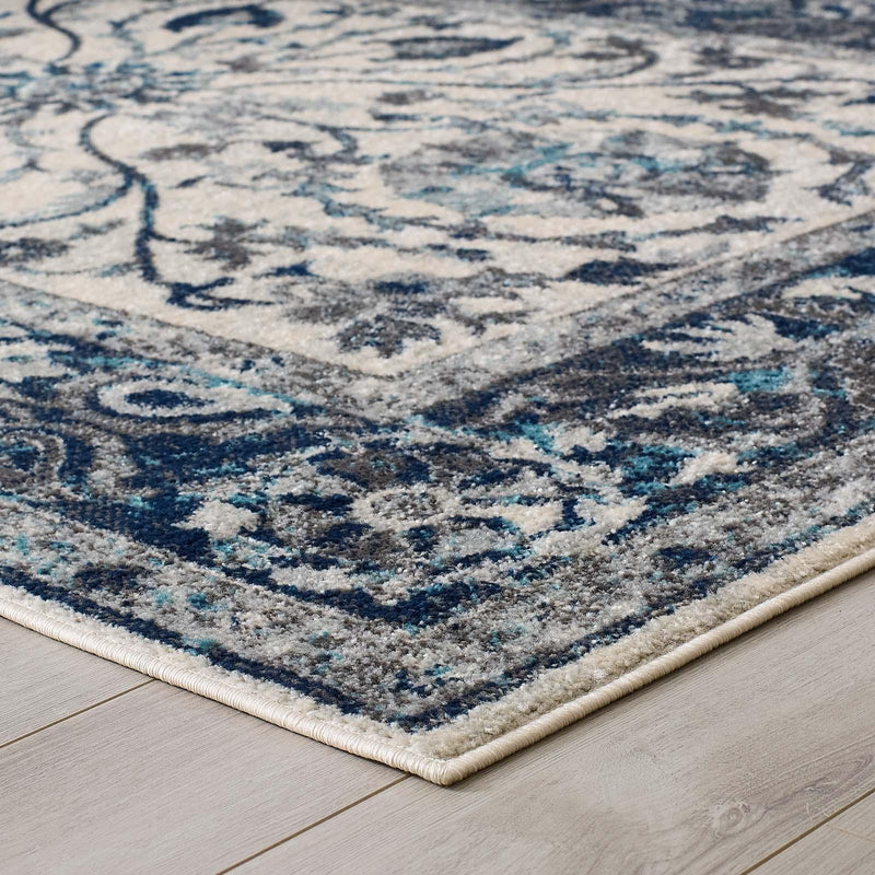 Entourage Samira Distressed Vintage Floral Persian Medallion 8x10 Area Rug