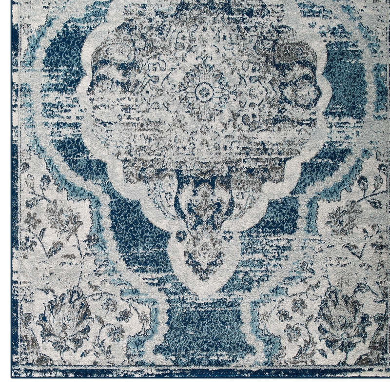 Entourage Malia Distressed Vintage Floral Persian Medallion 8x10 Area Rug