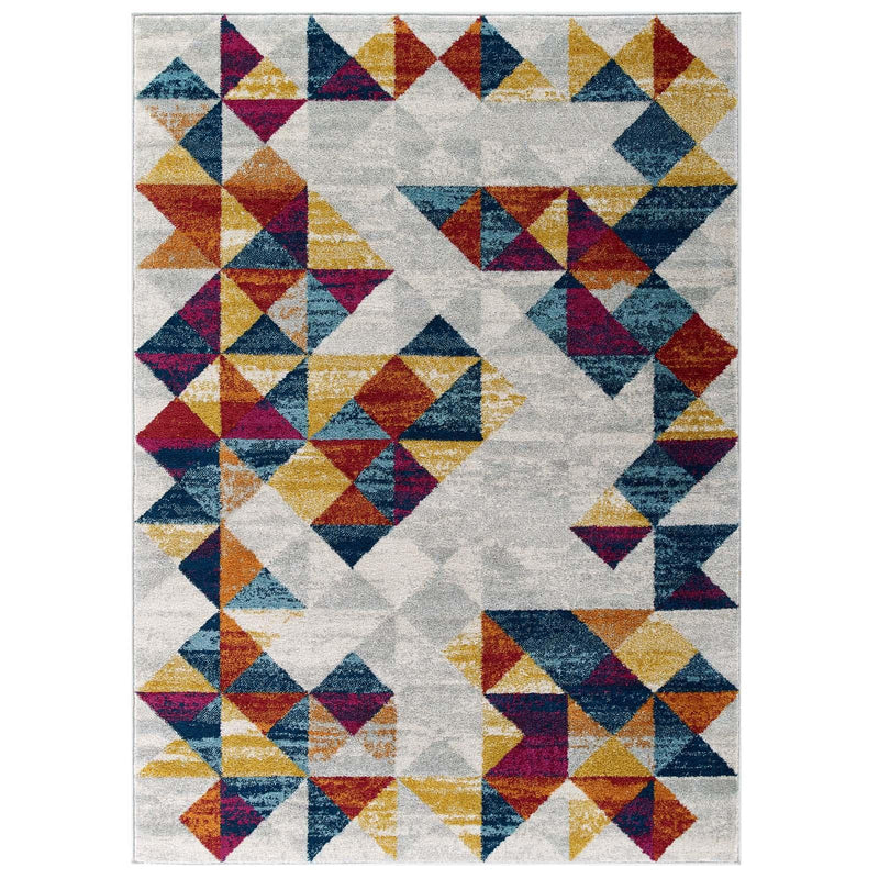 Entourage Elettra Distressed Geometric Triangle Mosaic 8x10 Area Rug image