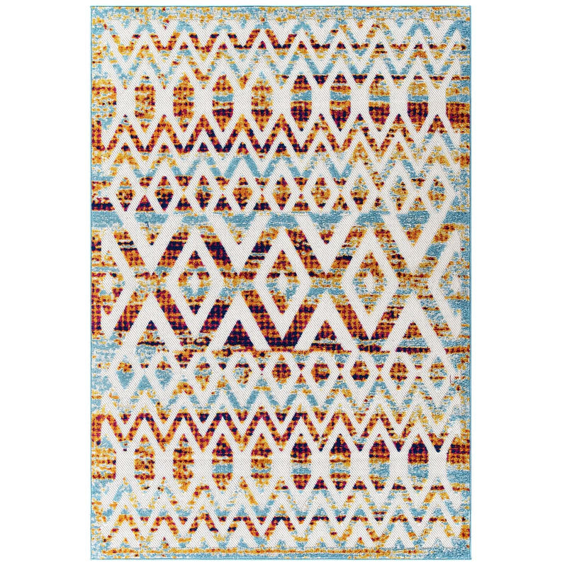 Reflect Tamako Diamond and Chevron Moroccan Trellis 8x10 Indoor / Outdoor Area Rug