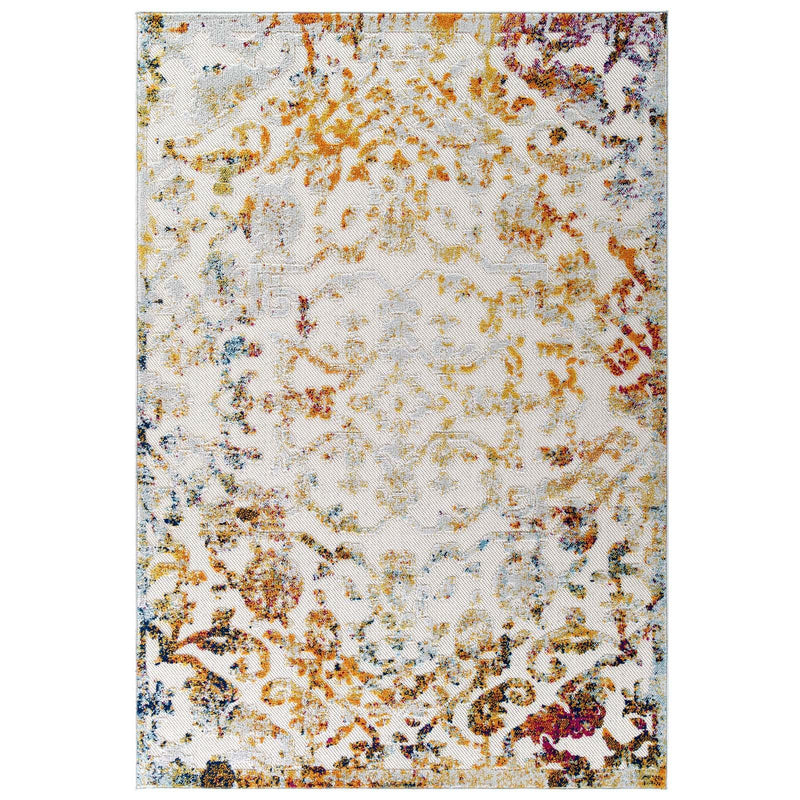 Reflect Primrose Ornate Floral Lattice 8x10 Indoor/Outdoor Area Rug