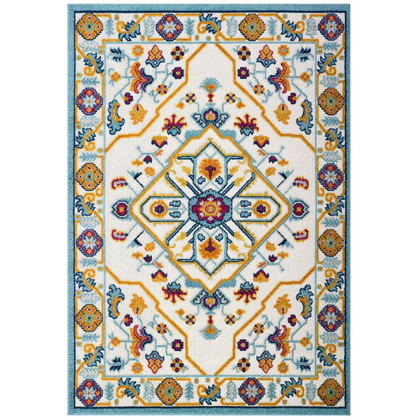 Reflect Freesia Distressed Floral Persian Medallion 5x8 Indoor and Outdoor Area Rug image
