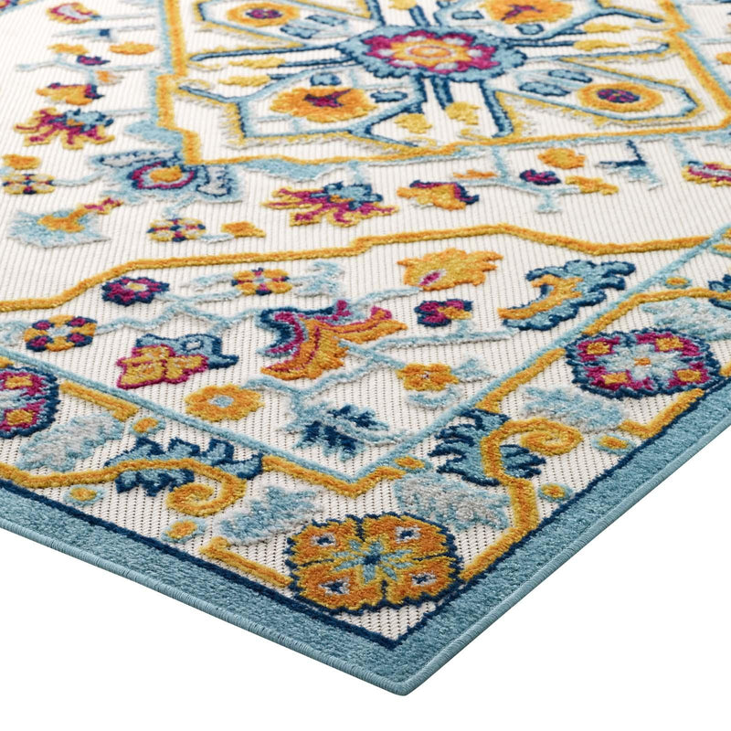 Reflect Freesia Distressed Floral Persian Medallion 5x8 Indoor and Outdoor Area Rug