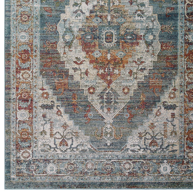 Tribute Camellia Distressed Vintage Floral Persian Medallion 8x10 Area Rug