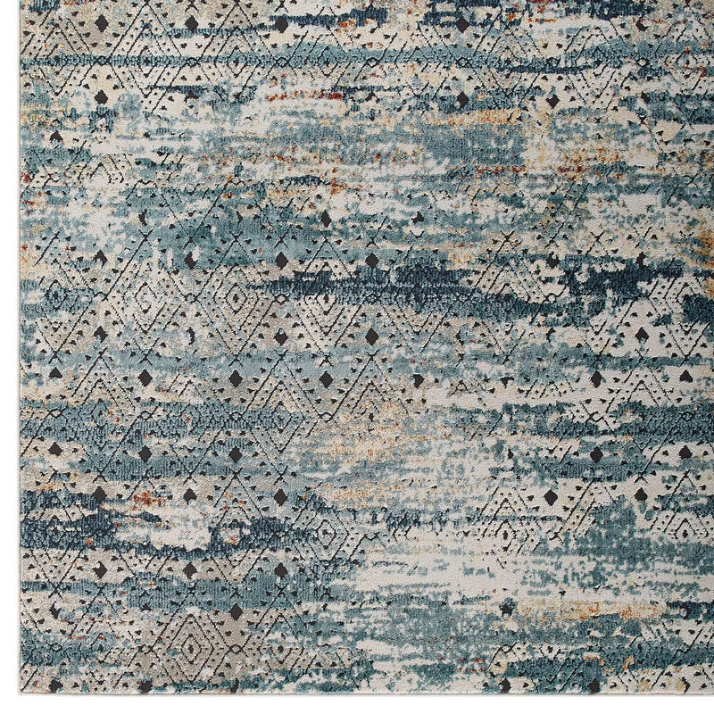 Tribute Eisley Rustic Distressed Transitional Diamond Lattice 8x10 Area Rug