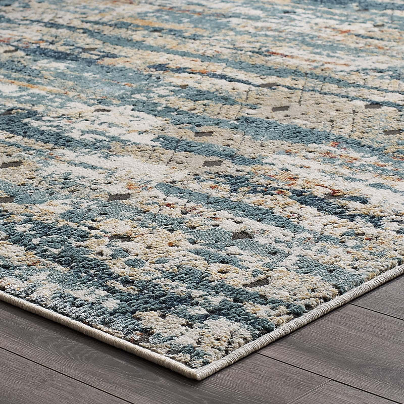 Tribute Eisley Rustic Distressed Transitional Diamond Lattice 8x10 Area Rug