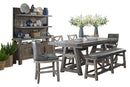 Parker House Lodge Dining Counter Table with 2 Sling Stools 2 X-Back Stools 1 Bench Buffet with Hutch