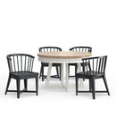 Parker House Americana Modern Dining 48-66 inch Round Dining Table and 4 Black Barrel Chairs