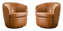 Parker Living Barolo 100% Italian Leather Swivel Club Chair Two Pack