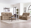 Parker Living Equinox - Mushroom Power Reclining Sofa with Drop Down Table