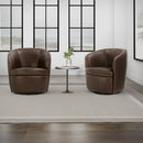 Parker Living Barolo 100% Italian Leather Swivel Club Chair Two Pack
