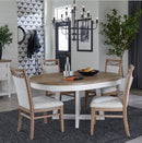 Parker House Americana Modern Dining 48 inch Round Extendable Dining Table and 4 Upholstered Chairs