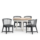 Parker House Americana Modern Dining 48-66" Round Dining Table and 4 Black Barrel Chairs