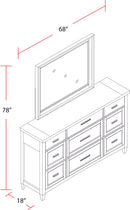 Parker House Americana Modern Bedroom 9 Drawer Dresser and Mirror