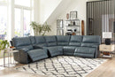 Parker Living Whitman - Verona Azure - Powered By Freemotion 6 Piece Modular Power Reclining Sectional with Power Adjustable Headrests