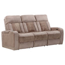 Parker Living Equinox - Mushroom Power Reclining Sofa with Drop Down Table