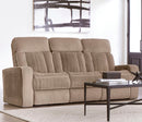 Parker Living Equinox - Mushroom Power Reclining Sofa with Drop Down Table