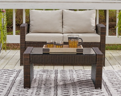 East Brook Outdoor Loveseat with Table (Set of 2)