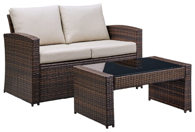 East Brook Outdoor Loveseat with Table (Set of 2)